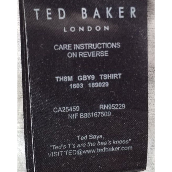 Ted Baker Men’s Gray Crew Neck Cotton T-Shirt Short Sleeve Size XL / 5 - Picture 6 of 8